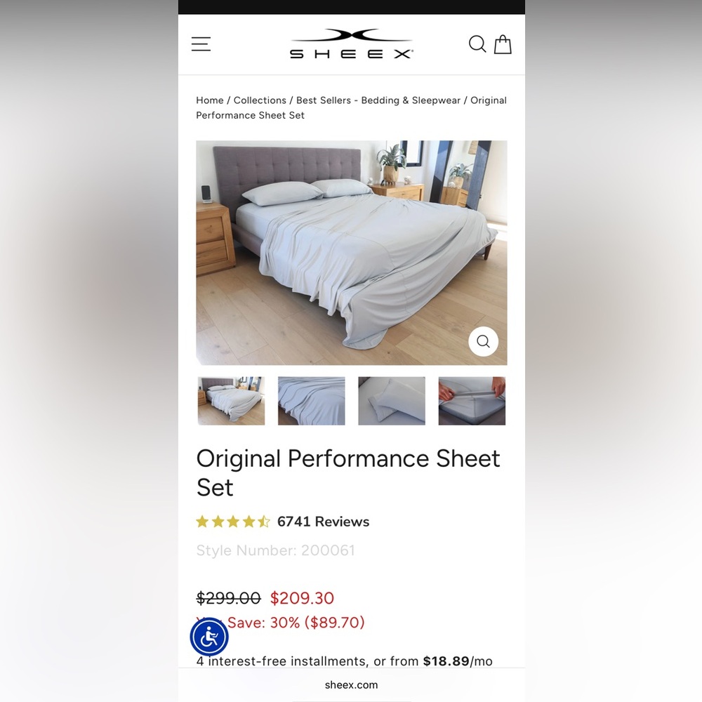 Sheex Original Performance Sheet Set - Pewter Color